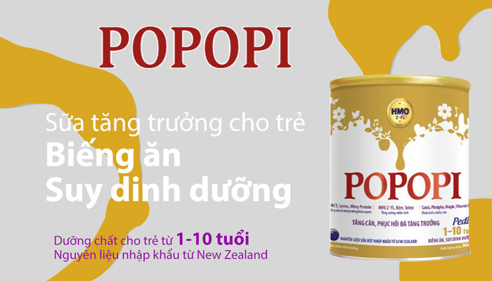 Popopi Pedia 900g – Sữa tăng cân phục hồi tăng trưởng