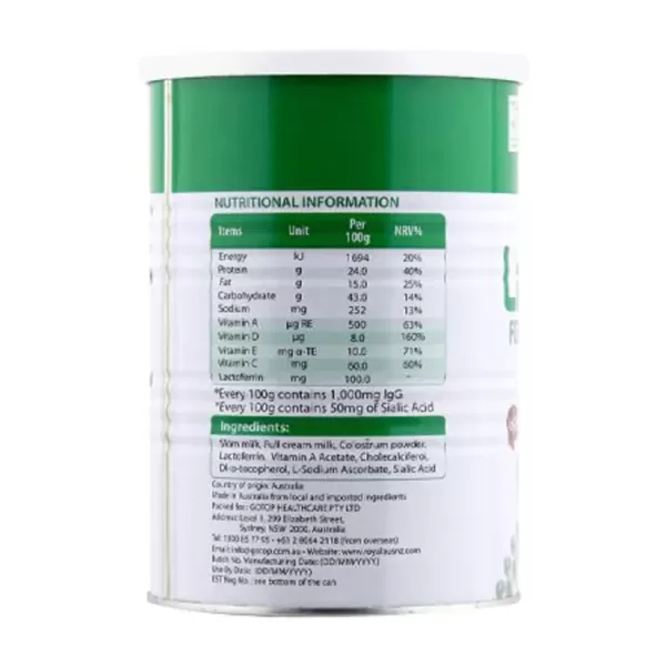 Lactoferrin Formula Milk Powder Royal AUSNZ 400g – Sữa công thức chứa IgG