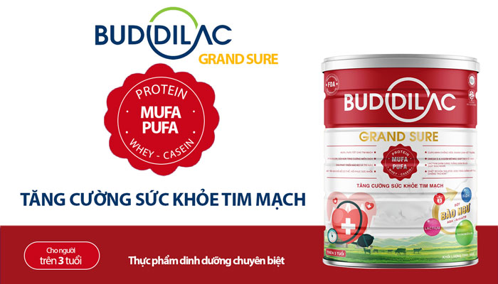 Buddilac Grand Sure 900g - Sữa cho tim mạch