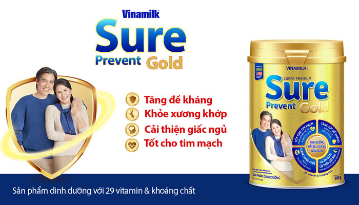 Sure Prevent Gold Vinamilk 900g - Sữa cung cấp dinh dưỡng, ngủ ngon