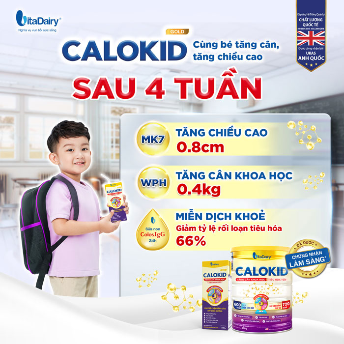 Calokid Gold 1+ Vitadairy 900g - Sữa tăng cân, tốt tiêu hóa