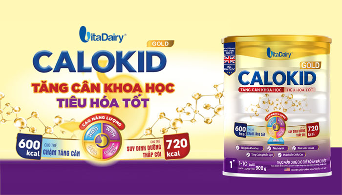 Calokid Gold 1+ Vitadairy 900g - Sữa tăng cân, tốt tiêu hóa