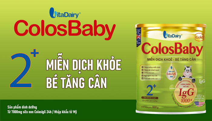 ColosBaby Gold 2+ Vitadairy 800g - Sữa tăng miễn dịch, tăng cân