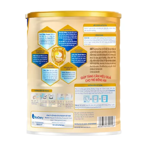 Oggi BA Vitadairy 900g – Sữa tăng cân