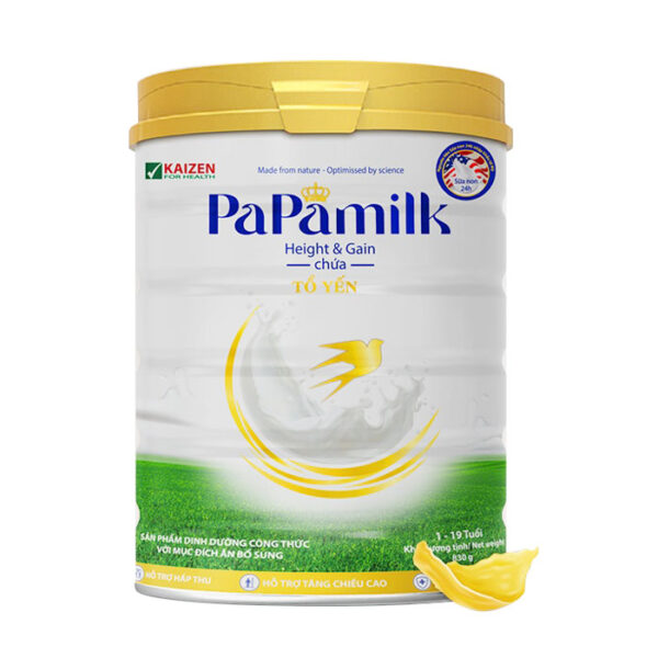 Papamilk Height & Gain chứa Tổ Yến 830g – Sữa non tăng chiều cao, sức đề kháng