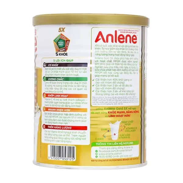 Sữa Anlene Gold 5X 400g hương Vani - Tăng cường sức khoẻ xương khớp