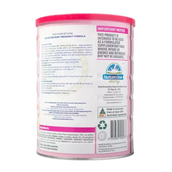 Pregnancy Formula Nature One Dairy 900g - Sữa dành cho phụ nữ mang thai và cho con bú