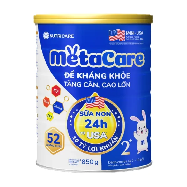 MetaCare 2+ Nutricare 850g – Sữa tăng đề kháng, tăng cân